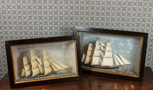 Pair 19th.c. Sailing Ship Dioramas.
