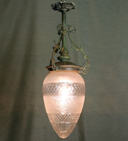 Edwardian Etched Glass Lantern Shade.