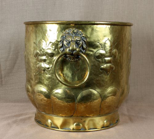 19th.c. Repoussé Brass Log Bucket.