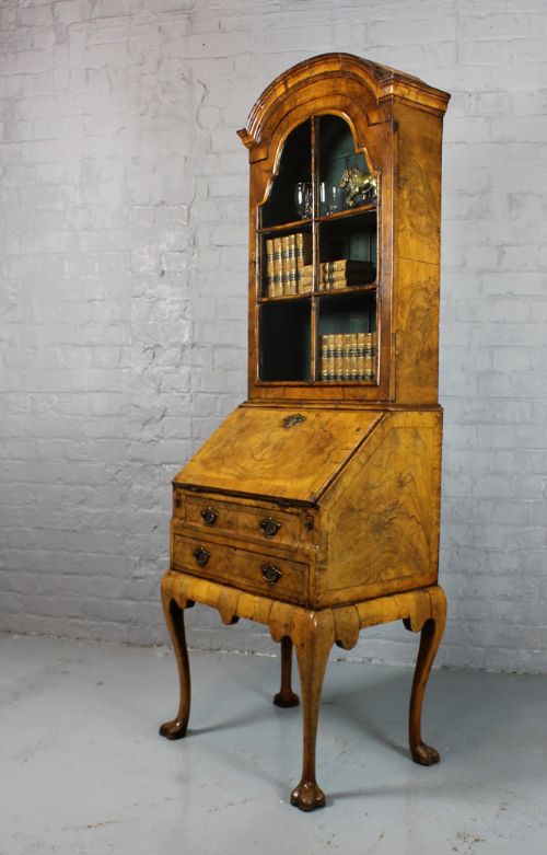 Queen Anne Style Walnut Bueay Bookcase.