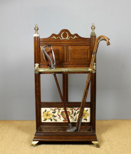 Late 19th.c. Oak Stick Stand by James Shoolbred & Co.