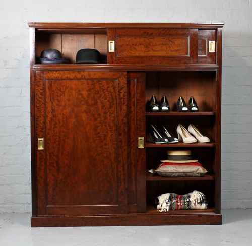 Edwardian Mahogany Gliding Door Bookcase.