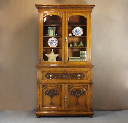 Late 19th.c. Oak Secretaire Bureau Bookcase.