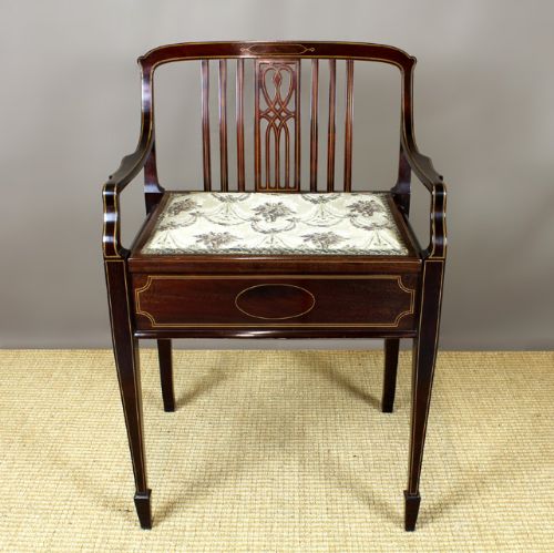 Edwardian Piano Seat.