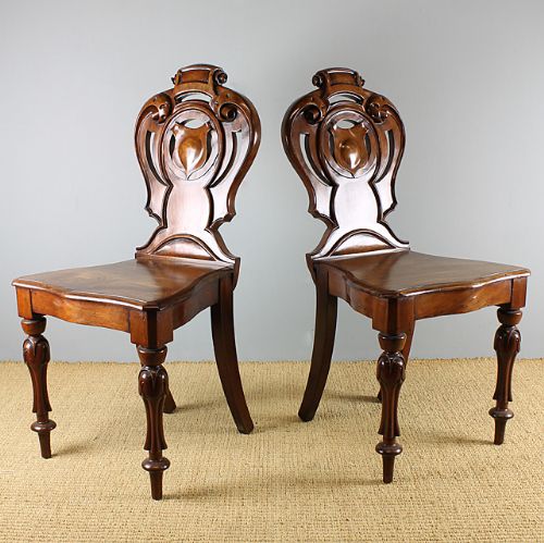 Pair Mid 19th.c. Hall Chairs.