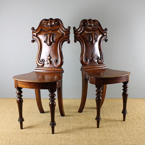 Pair Mid 19th.c. Hall Chairs.