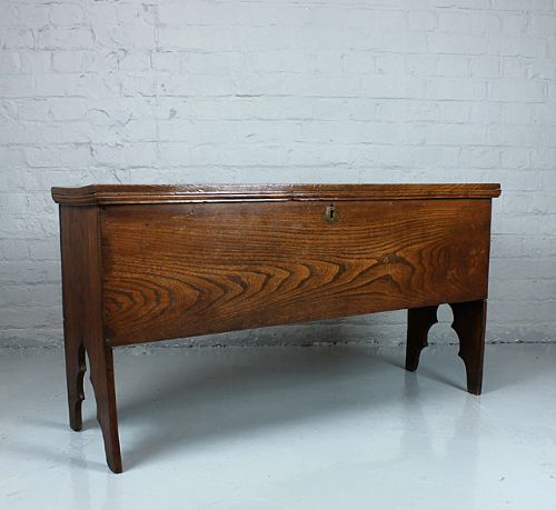 18th.c. Elm Six Plank Coffer Bench.