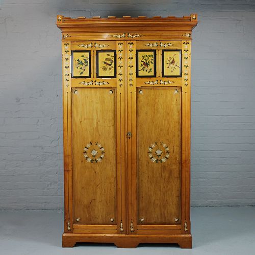 19th.c. Medieval Revival Painted Wardrobe.