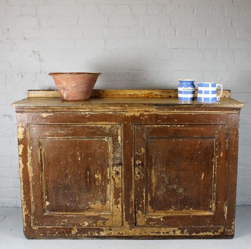 Distressed Painted Pine Kitchen Dresser.