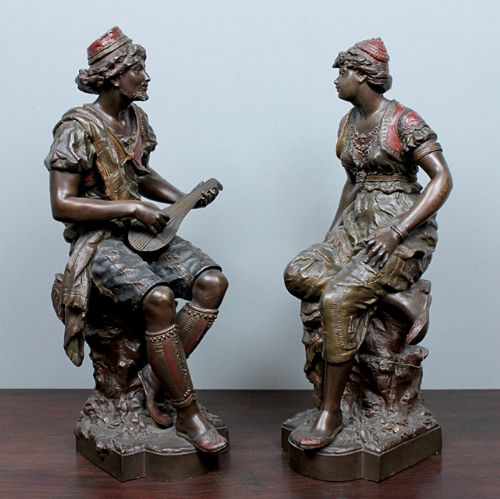 Pair of Spelter Musicians.