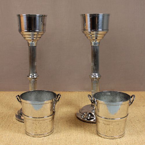 Pair Art Deco Champagne Buckets & Stands.