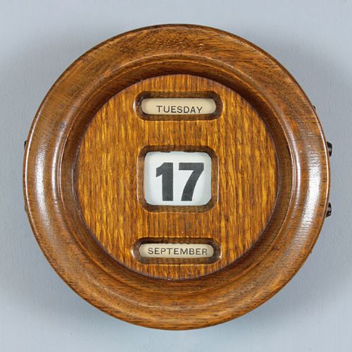 Edwardian Oak Calender Display.