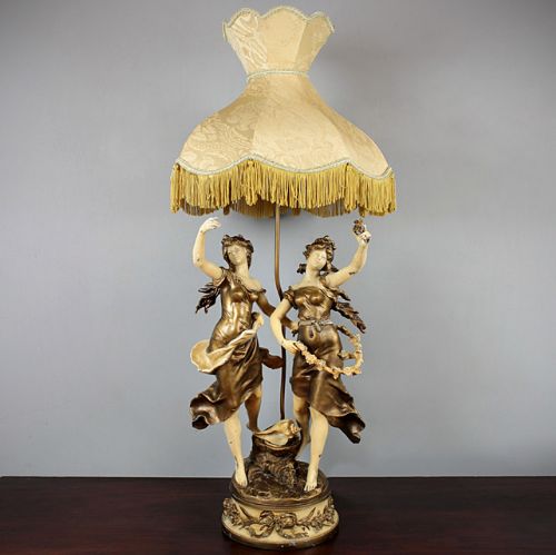 Large Spelter Table Lamp.