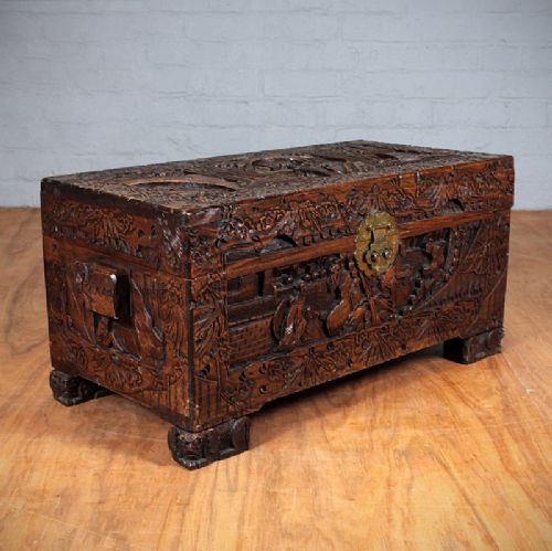 Small Oriental Carved Chest.