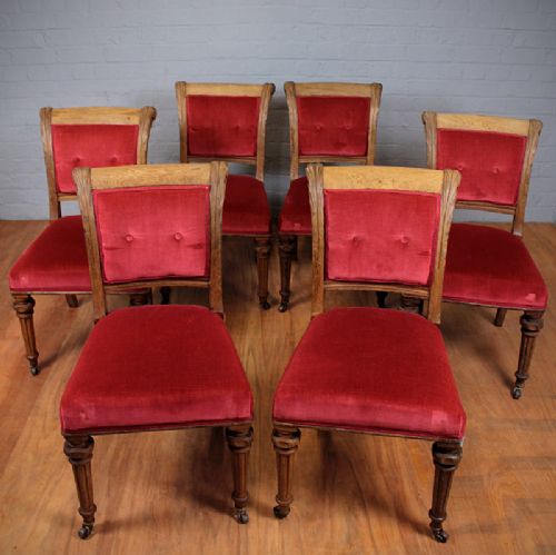 Six French Oak Dining Chairs.