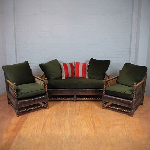 Edwardian Oak Bergere Suite
