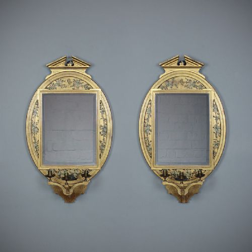 Pair Girandole Wall Mirrors.