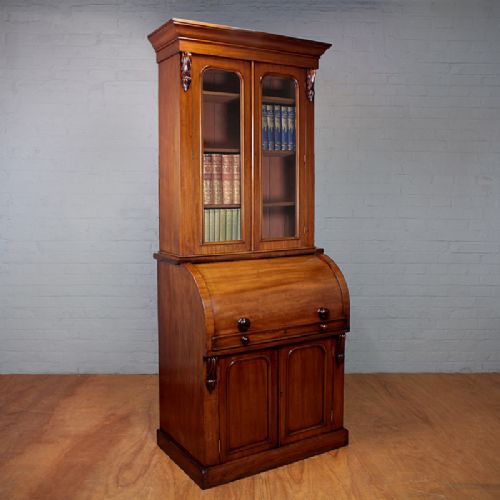 Cylinder Top Secretaire Bookcase.