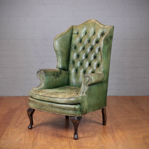 Distressed Leather Fireside Chair.