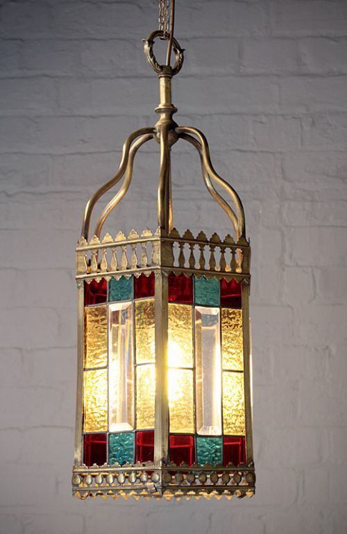 Victorian Coloured Glass Porch Light.