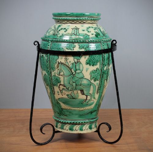 Large Spanish Floor Vase & Stand.