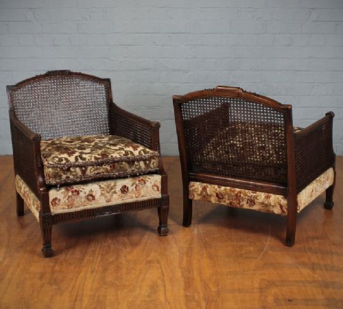 Pair of Edwardian Bergere Armchairs.
