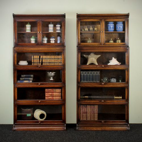 Pair Edwardian Stacking Office Bookcases.