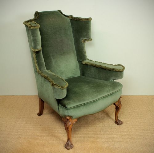 George II Style Walnut Wing Armchair C.1910.