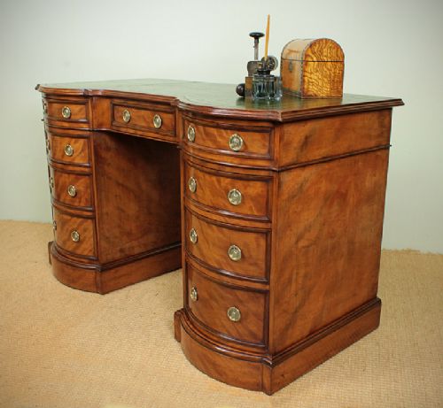 Edwardian Satinwood Kneehole Desk.