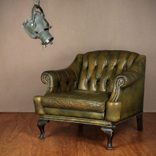 Early 20th.c. Leather Button Back Chair.