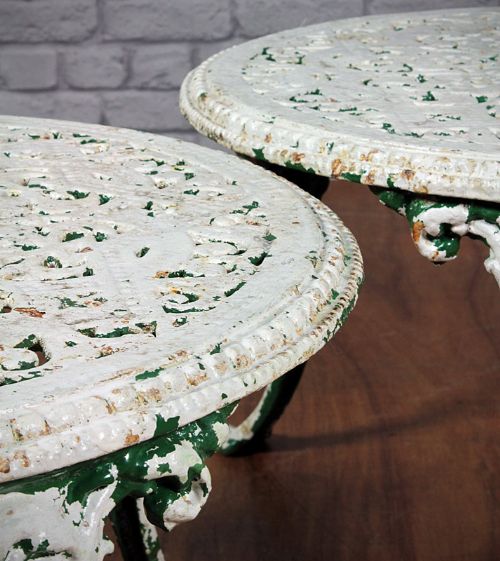 Pair 19th.c. Cast Iron Garden Tables.