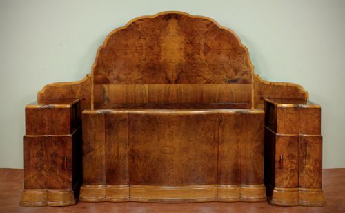 Art Deco Double Bed & Bedside Cabinets.