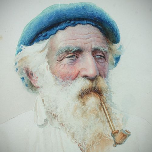 Italian Watercolour Portrait by Antonio Fiorentino.
