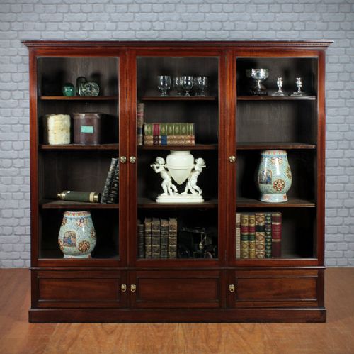 Quality Three Door Mahogany Office Bookcase C.1920.