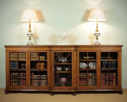 Long Oak Bookcase by Gardner & Son of Glasgow C.1900.