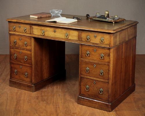 Victorian Walnut Pedestal Desk C.1875.