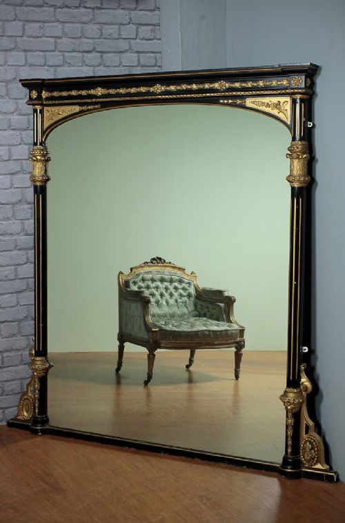 English Ebonised Overmantle Mirror C.1880.