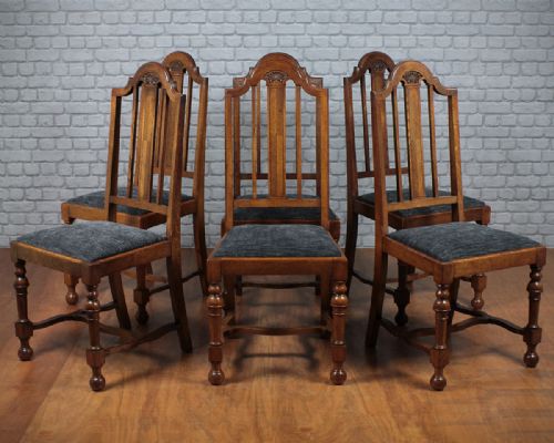 Six Edwardian Oak Dining Chairs C.1910.