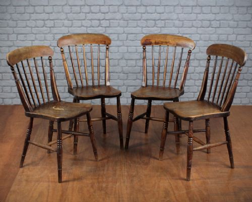 Four Victorian Kitchen Chairs C.1880.