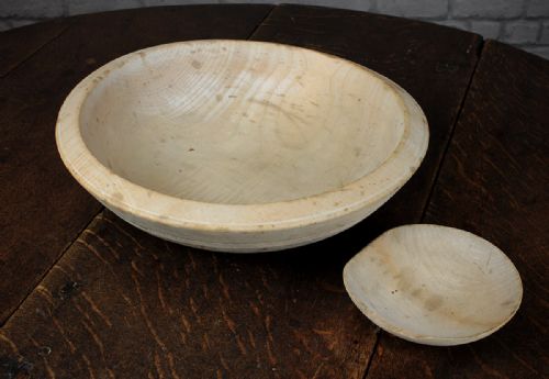 19th.c. Welsh Sycamore Dairy Bowl & Scoop.
