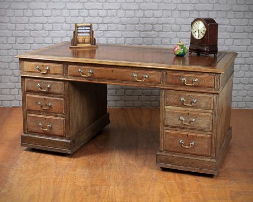 Limed Oak Pedestal Desk C.1920.