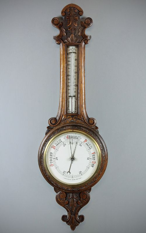 Oak Aneroid Barometer C.1900.