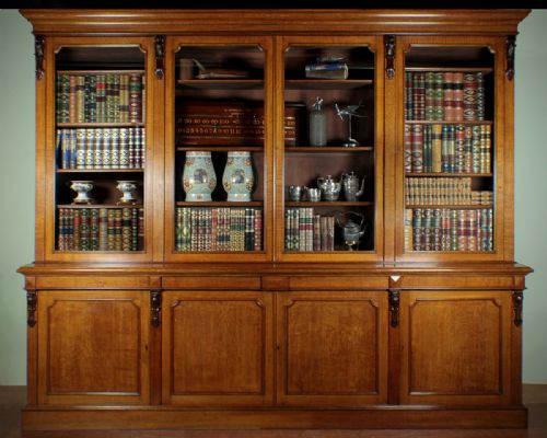 Mid 19th.c. English Four Door Oak Bookcase C.1860.