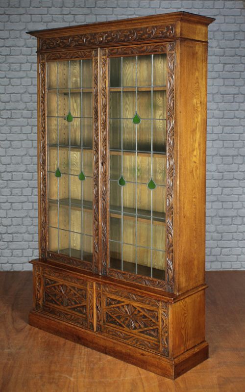 Arts & Crafts Carved Oak Bookcase C.1890.