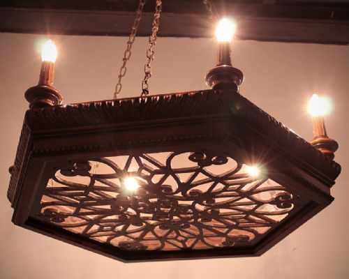 Oak Baronial Hanging Light C.1920.