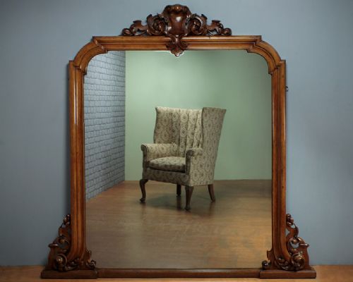 Large Oak Over Mantle Mirror C.1860.