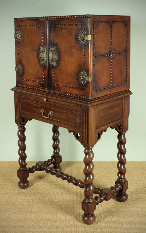 Leather Bound Cabinet on Stand C.1910.
