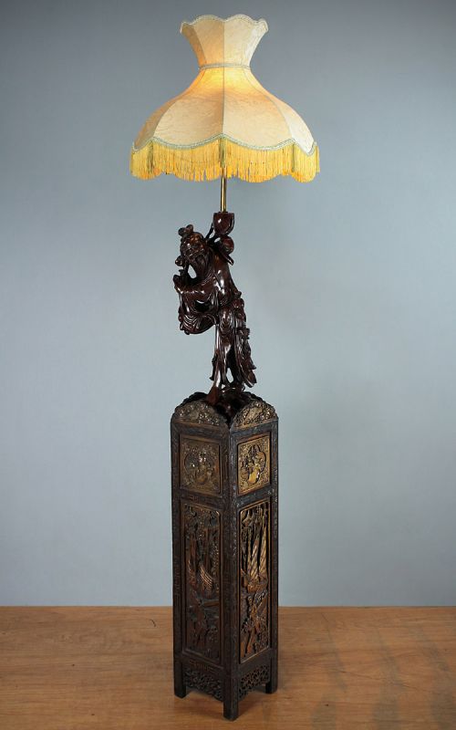 Oriental Figure Lamp & Stand