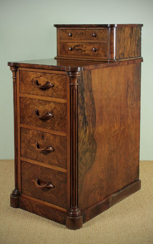 Burr Walnut Drawer Pedestal C.1870.