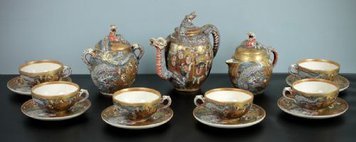 Meiji Period ‘Dragonware’ Moriage Tea Set